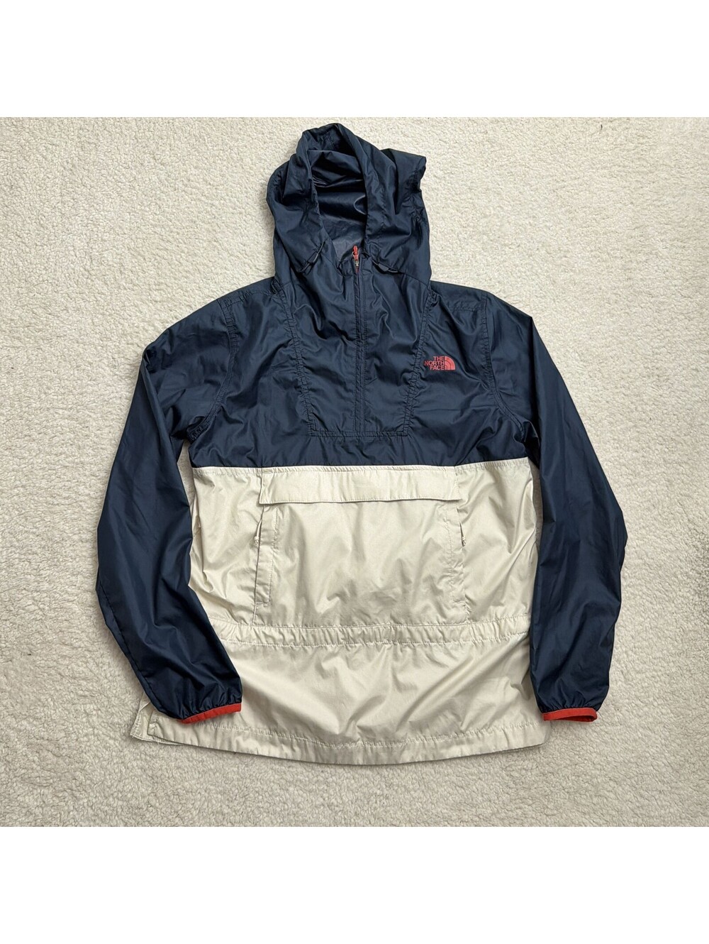 The North Face Fanorak Womens S Navy Cream Anorak Windbreaker Pullover Hooded